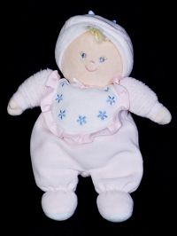 Carters Girl Doll Blue Flowers Pink Body Lovey Rattle Plush